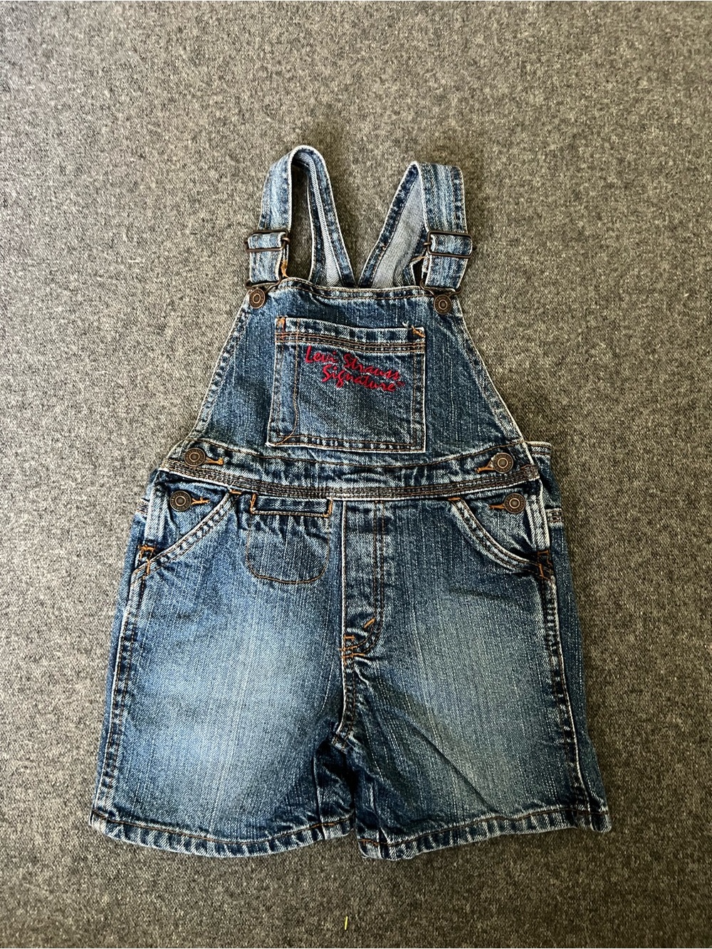 Signature by Levi Kids Denim Short Overalls - Blue size 3T